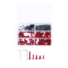 ANCLLO 177pcs CNC Aluminum Universal Billet Complete Motorcycle Windscreen Fairing Bolts Kit Fastener Clip Bodywork Screws Nut（Red）