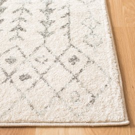 SAFAVIEH Tulum Collection Accent Rug - 2' x 5', Ivory & Grey, Moroccan Boho Distressed Design, Non-Shedding & Easy to Clean, Ideal for Front Door, Kitchen, Entryway, Foyer (TUL262A)