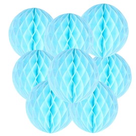 Happy Spring Honeycomb Ball Set of 8 Party Decorations (3.9 inches (10 cm), Light Blue