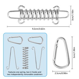 Set of 4 Stainless Steel Tension Springs with Eyelets for Awning Attachment Tension Spring Tension Spring Spring Awning Steel Spring with 8 Pieces Carabiner for Camping Awning Tents and More