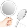 Queekay Double-Sided Handheld Mirror with Stand, 1X/10X Magnifying Mirror, Clear