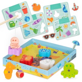 Nene Toys Fishing Game - Educational Game and Wooden Toy for Toddlers from 2 Years, Colour Assignment Puzzle - Wooden Sea Animal Figures Magnetic Play Set - Motor Skills Toy for Children from 2 Years