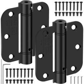 IOQ 2 Pack 3.5 Inch Self Closing Door Hinges 5/8" Radius Corners Spring Loaded Hings