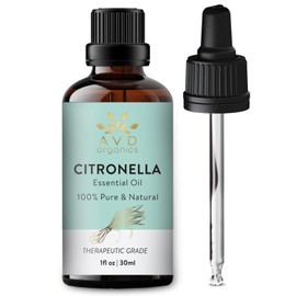 AVD Organics Citronella Essential Oil, 30 ml, 100% Pure Therapeutic Grade Oil with Glass Dropper for Aromatherapy, Skin, Hair and Relaxation, 1 oz