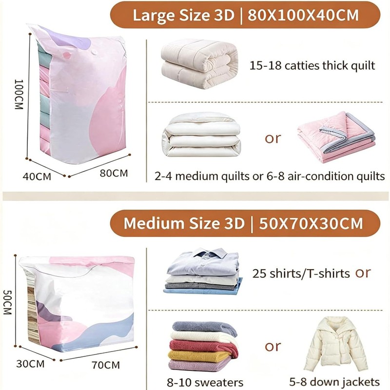 No‑pump Vacuum Storage Bags – Press & Seal, Reusable Space