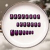 SXVME Uñas postizas cuadradas cortas, con degradado morado y negro,