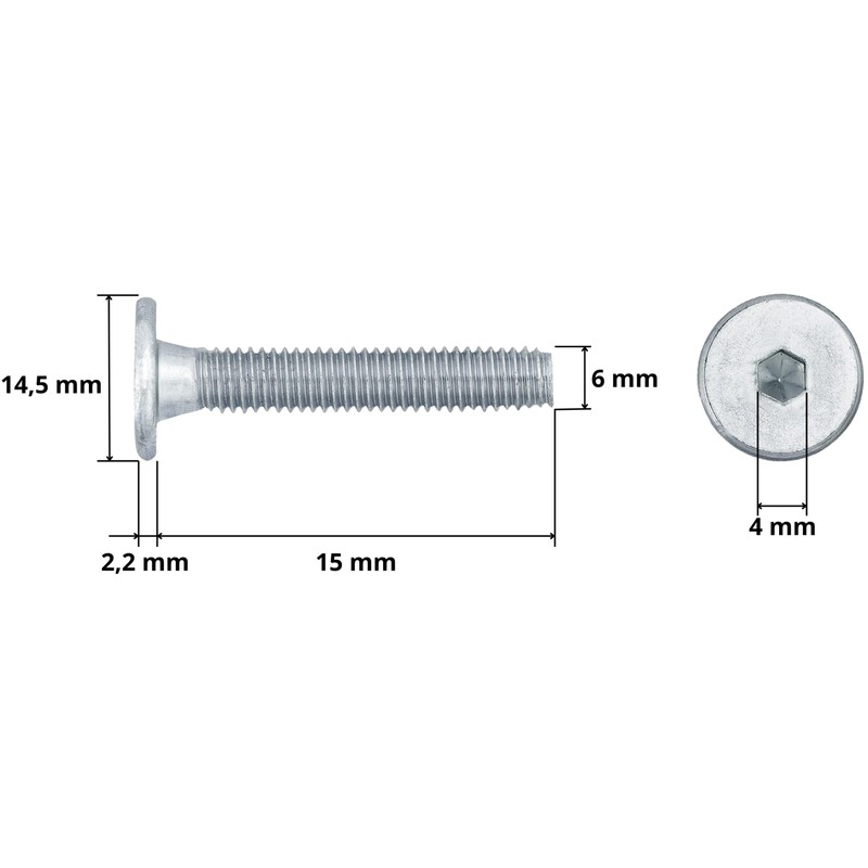 HEXATON Hexagon Socket Head Screws Full Thread M6 x 15