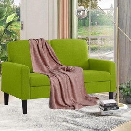 BEEY Modern Loveseat Sofa, 53" Small Loveseat for Small Spaces, Linen Fabric Tufted 2 Seater Sofa Couch for Living Room Bedroom, Green