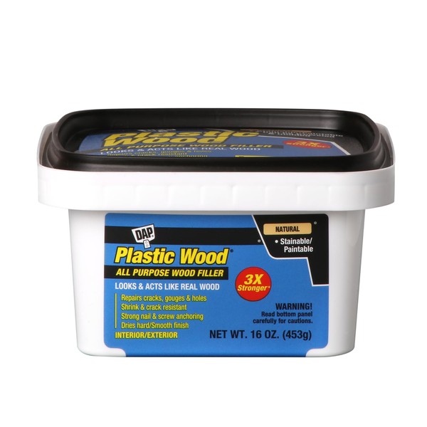 DAP 211442 Plastic Latex Based Wood Filler, 16 Oz, Natural, 2-6 Hr, 1 Pack