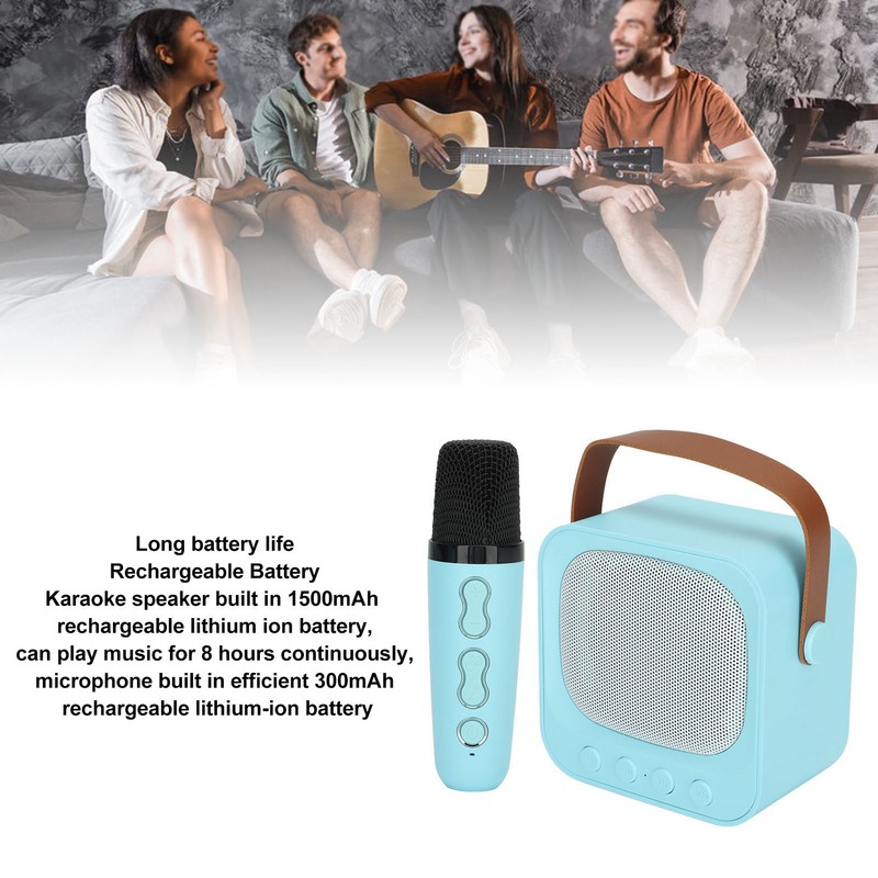 Mini Karaoke Machine Portable Bluetooth Speaker With Wireless Microphone Bass