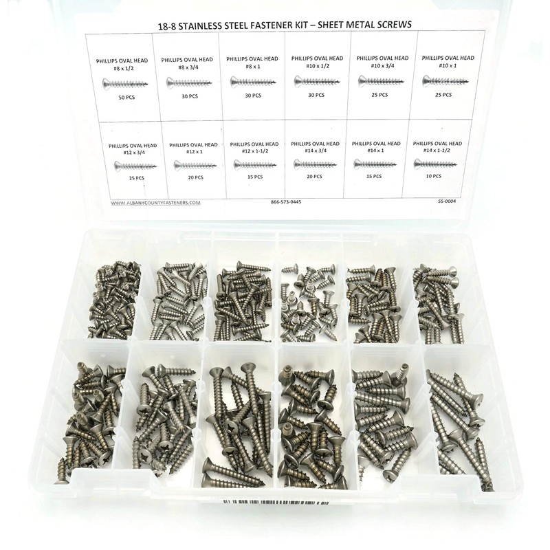 Stainless Steel Phillips Oval Head Sheet Metal Screw Kit -
