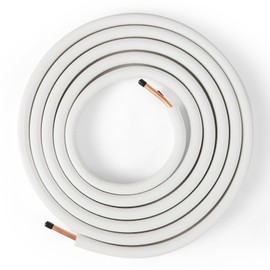 COSTWAY 25 Ft. Mini Split Line Set, 1/4”&1/2” O.D. Copper Pipes Tubing with 3-Layer Insulation, Thickened PE Insulated Coil Line Extension Set for Mini Split Air Conditioner for Heat Pump System
