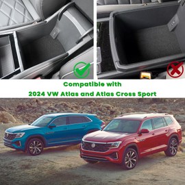 Neepiar Center Console Organizer Compatible with 2024 VW Volkswagen Atlas and Cross Sport Armrest Storage Tray Interior Center Console Storage Box Secondary Accessories