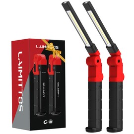 LAIMITTOS Rechargeable Work Light 2200mAh Magnetic LED Work Light Flashlight Mechanic Light Tool for Men Him, Foldable Lamp with Hook for Car Repair Emergency BBQ Grill (2 Pack)