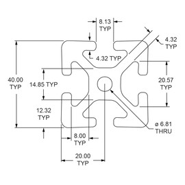 8020, 40-4040, 40 Series 40mm x 40mm 40x40 T-Slotted Aluminum Extrusion DIY Extruded Linear Slot Bar Rail Metric 80/20 (Clear Anodize, 610mm Long)