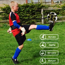 Kugooyi Football Kick Trainer, Solo Practice Training Aid Adjustable Waist Belt Hands Free Children Beginners Cord Kick Off Trainer 150 cm Universal #3#4#5 Football Size for Children Adults (4Y)