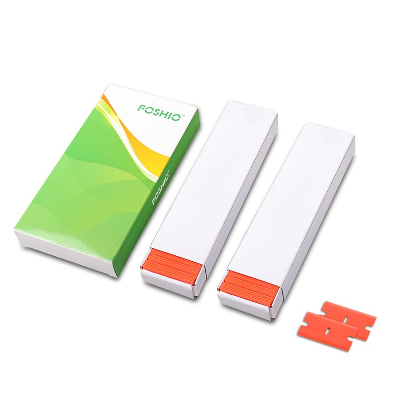 FOSHIO Plastic Razor Blades 200PCS Double Edged 1.5 Inch Suit