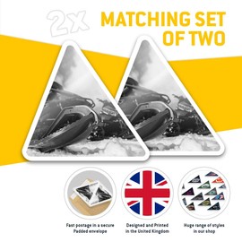 2 x Triangle Stickers 7.5cm - BW - Snowmobile Skidoo Snow 4x4 Fun Decals for Laptops,Tablets,Luggage,Scrap Booking,Fridges #36896
