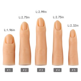 Fspronail 5pcs Silicone Practice Fingers For Acrylic Nails, Soft Fake Finger With 96pcs Nail Tips For Nail Training Flexible Nail Practice Mannequin Finger Reusable Manicure Kit For Beginners