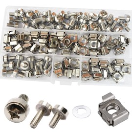 M5X20 Cage Nut Mounting Screw Bolts Washers Metric Square Hole Hardware for Rack Mount Server Shelves Cabinets Assortment Kit 50Set 304 Stainless Steel