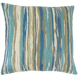 The Pillow Collection Uchenna Stripes Cushion Cover, Polyester, Blue, 41265 x 41265 x 14439 cm