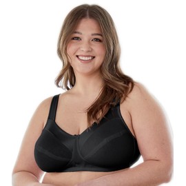 Bestform 9706715 Satin Trim Wireless Cotton Bra with Unlined Cups Black