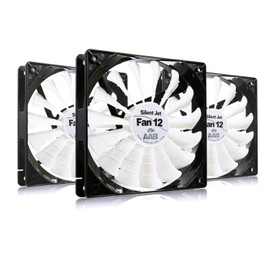 AABCOOLING Silent Jet Fan 12 - Quiet and Efficient 120 mm Case Fan with 4 Anti-Vibration Pads for Processor Cooler and PC, 12.9 dB(A), 104 m3/h - Value Pack of 3