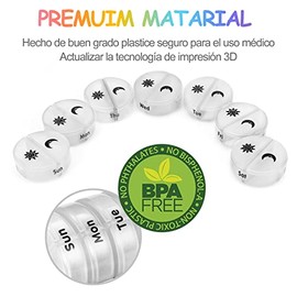 Pastillero Semanal 2 Tomas, Pastilleros para Medicamentos de 7 Días,Organizador para Medicamentos con 14 Compartimentos Separado,Pill Organizer de Viaje Impermeable con Tapa,para Vitaminas,Blanco