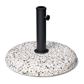 JOINHOM Patio Umbrella Base 45lbs, Outdoor Umbrella Stand, Concrete with Cobblestone Decor Heavy Duty Umbrella Holder Outdoor Base for Deck Poolside Yard (Cobblestone)