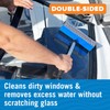 Window Squeegee with Long Handle and Scrubber, for Car, Boat,
