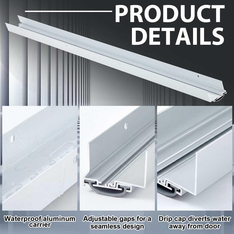 Pushglossy 36" Aluminum Adjustable U Shaped Door Sweep Bottom Seal