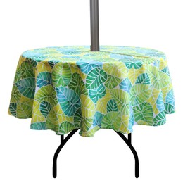 EHouseHome Outdoor Indoor 70inch Round Tablecloth with Umbrella Hole and Zipper, Waterproof Zippered Patio Table Cloths, Spring/Summer Table Covers for Backyard Circular Table/BBQs/Picnic