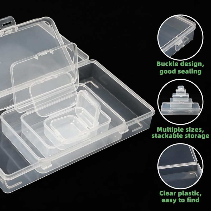 RETON 36Pcs Mixed Sizes Plastic Rectangular Clear Organizer Storage Box,