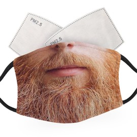 McMug - Ginger Beard Male Face - Adult Face Masks - 2 Filters Included