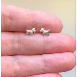 Dog Puppy Plain Earrings - 925 Sterling Silver
