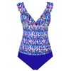 Hilor Women's Tankini Swimsuits Shirred Tummy Control Swimwear Ruffled V