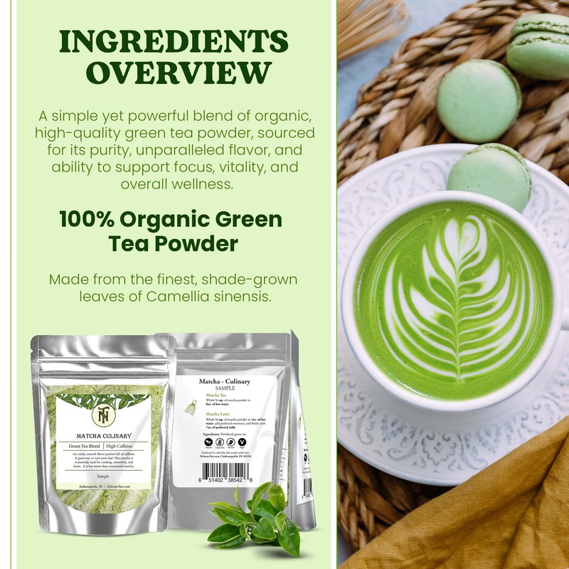 Nelson's Tea Organic Matcha Powder – Premium Culinary Grade Green