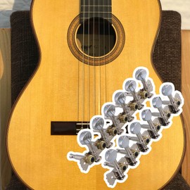 Yibuy 12 String Acoustic Guitar Machine Head 6L6R Tuning Peg Tuner Chrome Replacement Parts