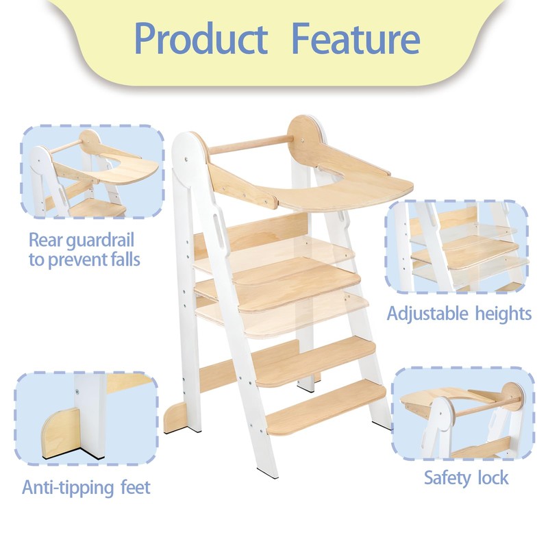 Toddler Tower, Toddler Kitchen Stool Helper with 3 Height Adjustable