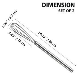 Webake Juego de 2 mini batidores de acero inoxidable pequeños para cocinar huevos de leche, mezclar, batir, batir batir agitar