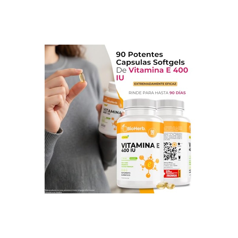 BioHerb® | Vitamina E 400 IU | Antioxidante, Apoyo al