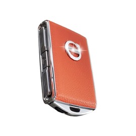 Car Key Case Fob Cover for Volvo XC90, XC60, XC40, S60, S90, V90, Polestar 1, Polestar 2, Top Layer Cow Leather(Orange)
