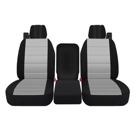 ESMING 40/20/40 Durable Oxford Fabric Front Split Bench Seat Covers for Ford F150 XL Standard Cab 2004 2005 2006 2007 2008 with Integrated Seatbelts & Solid Armrest-Gray