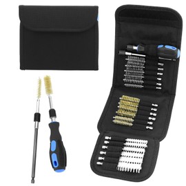 QWORK Auto Wire Brush 20-Pack Bore Brush Set - Stainless Steel, Brass & Nylon Cleaning Brushes, for Rust and Debris Cleaning,1/4 Inch Hex Shank