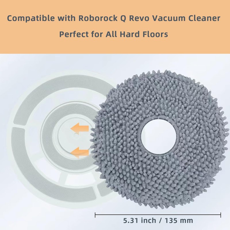 Bycarm Microfiber Mop Cloths Compatible with Roborock Q Revo，Qrevo S,