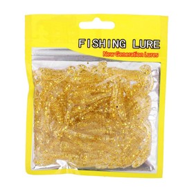 Lures, 50PCS Fishing Lures Baits Set,Plastic Soft T-Tail Bait£¬ 9 Colors Grub Worm Baits Fish Tackle Accessory (Golden) Fishing Lures
