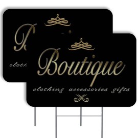 BOUTIQUE 2 Pack Double-Sided Yard Signs 16" x 24" with Metal Stakes (Made in Tex