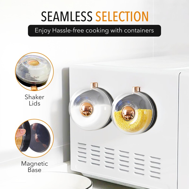 TMNovo Magnetic Spice Containers with Shaker Lids - Set of