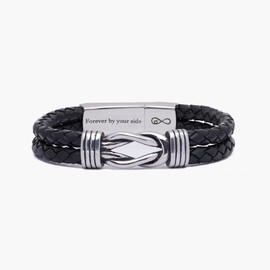 Berradas Jewelry Infinity Knot Leather Bracelet for Men – Hidden Deep Engraved Always & Forever – Genuine Black Leather Infused with Sandalwood – Unique Gift for Husband, Boyfriend, Dad (Black)