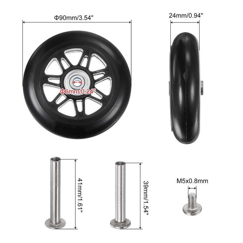 sourcing map Replacement Suitcase Wheels 90 x 24 mm Suitcase